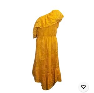 Joie Corynn One Shoulder Yellow Eyelit Dress Womens Small